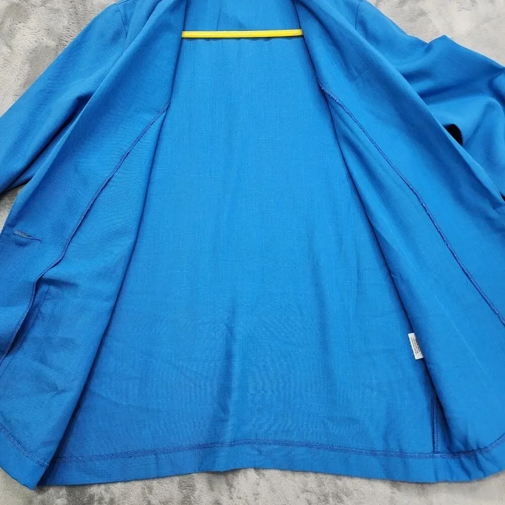 Vintage Sag Harbor Jacket Women 12 Blue Single Button Crop Cuffed Sleeves Blazer - Picture 4 of 10